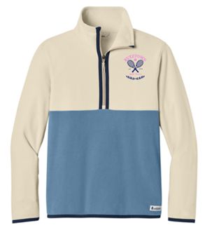 Cotopaxi® Amado 1/2-Zip Fleece in Cream/Fjord with Logo on Left Shoulder