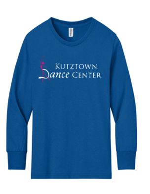 Jerzees® Youth Dri-Power® 50/50 Cotton/Poly Long Sleeve T-Shirt in Heather Sapphire w/Rhinestone Logo