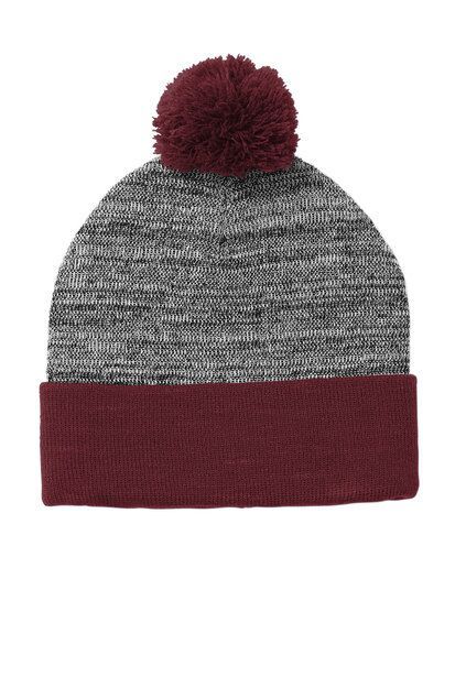 Sport-Tek ® Heather Pom Pom Beanie with Shield Logo