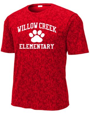 Sport-Tek ® Digi Camo Tee in Red with Willow Creek Elementary on Chest