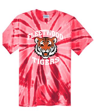 Port & Company® Tie-Dye Long Sleeve Tee in Red with Fleetwood Tigers on full chest