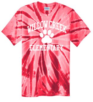 Port & Company® Tie-Dye Long Sleeve Tee in Red with Willow Creek Elementary on full chest