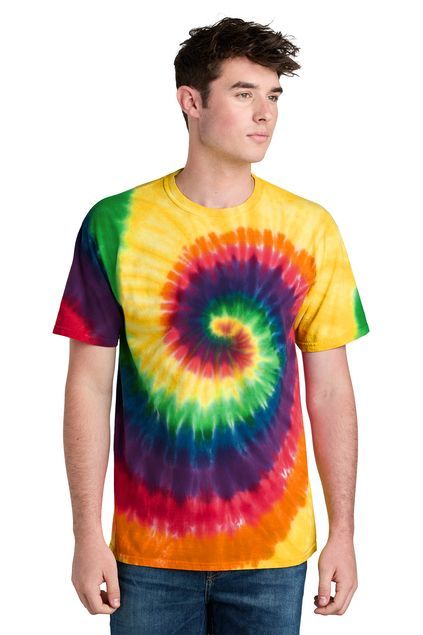 Port & Company® Tie-Dye Short Sleeve Tee with Logo Printed in White