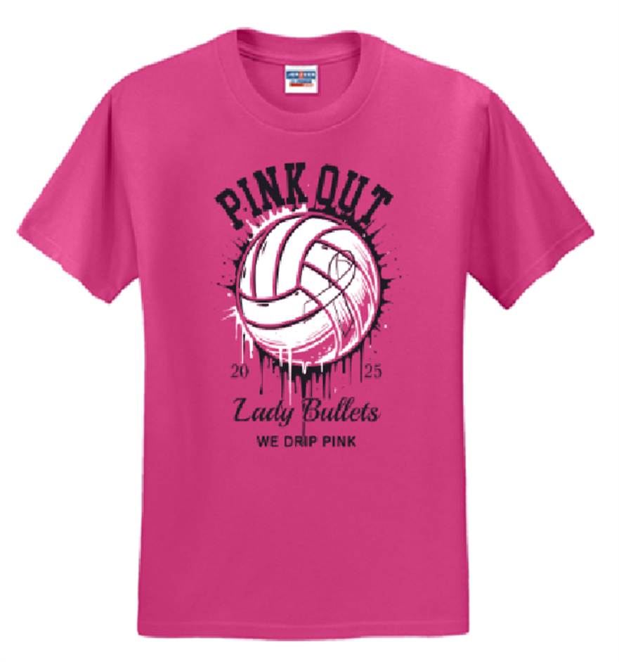 JERZEES® - Dri-Power® 50/50 Cotton/Poly T-Shirt in Pink with Logo Full Chest