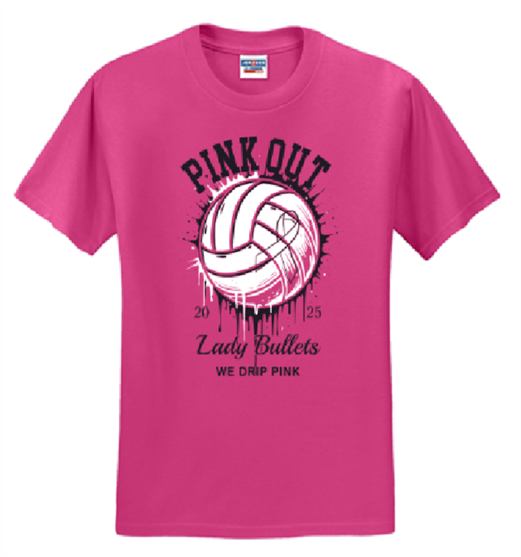 JERZEES® - Dri-Power® 50/50 Cotton/Poly T-Shirt in Pink with Logo Full Chest