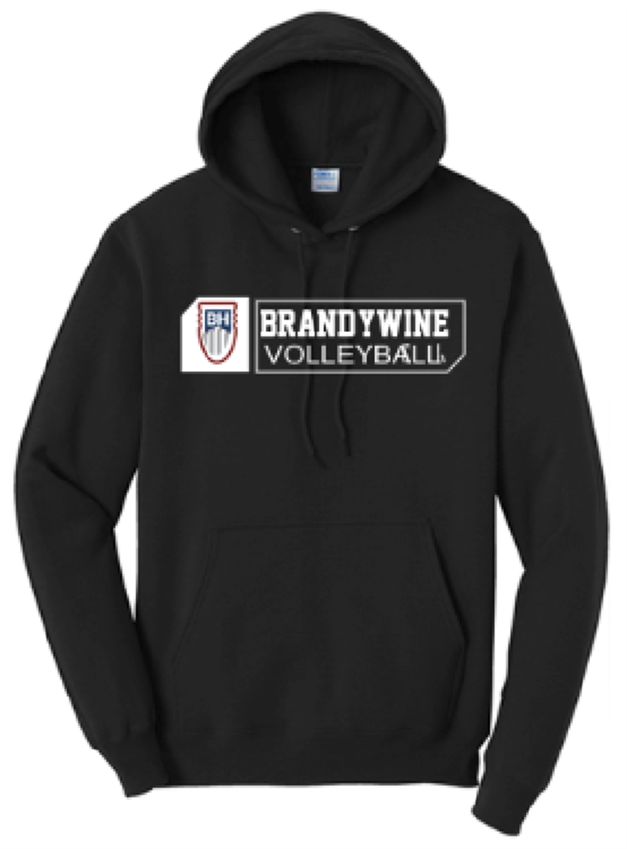 Port & Co™ Core Fleece Pullover Hooded Sweatshirt in Black with Logo on Full Chest