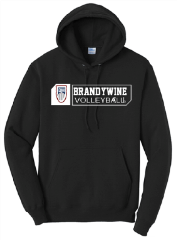Port & Co™ Core Fleece Pullover Hooded Sweatshirt in Black with Logo on Full Chest