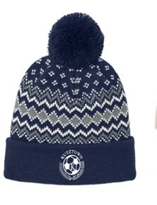 Port Authority® Alpine Pom Beanie in Navy/White
