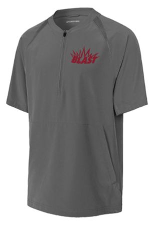 Sport-Tek® Repeat 1/2-Zip Short Sleeve Jacket in Iron Grey with Embroidered Logo