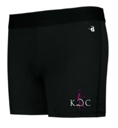 Badger Sport Ladies Compression Shorts in Black with KDC Logo in Rhinestones on Right Leg