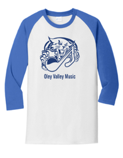 Port & Company® Core Blend 3/4-Sleeve Raglan Tee in White / Royal