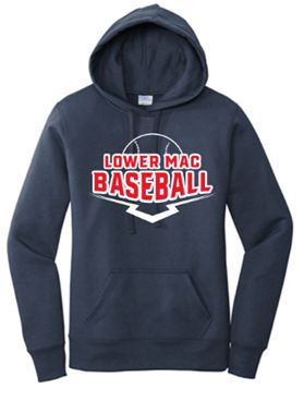 Port & Co™ Women's Core Fleece Pullover Hooded Sweatshirt in Navy with Logo on Front