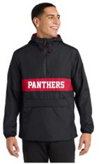 Sport-Tek® Zipped Pocket Anorak in Black/Red