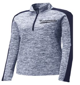 Sport-Tek® Women's PosiCharge® Electric Heather Colorblock 1/4-Zip Pullover in Navy Heather with Kutztown Logo