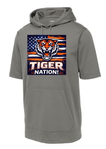 Sport-Tek® Sport-Wick® Fleece Short Sleeve Hooded Pullover in Smoke Grey