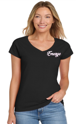 Gildan Softstyle® Ladies Fit V-Neck T-Shirt in Black with Left Chest Logo