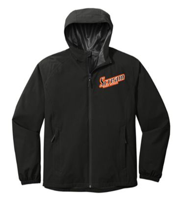 Port Authority® Essential Rain Jacket in Black with Logo on Left Chest