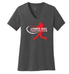 Port & Co® Women's Core Cotton V-Neck Tee with Logo on Front