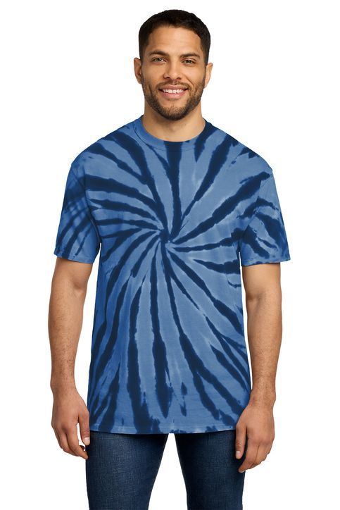 Port & Company® Tie-Dye Tee in Navy with Logo in White