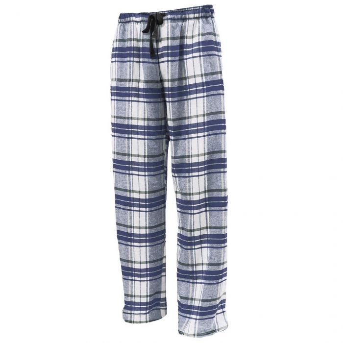 Flannel Pants in Navy/White with Logo #4 on Left Leg