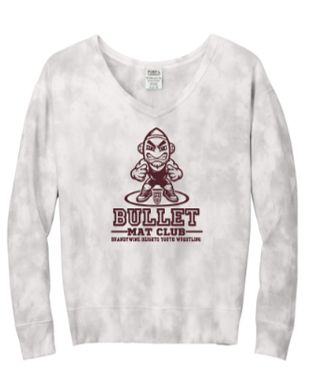 Port & Co® Women's Beach Wash® Cloud Tie-Dye V-Neck Sweatshirt in Dove Gray