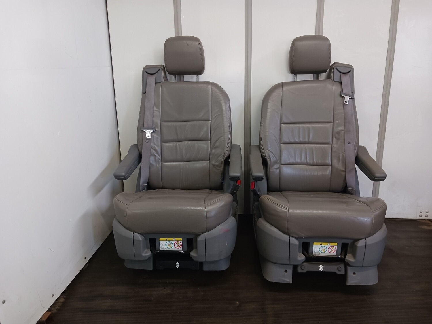 Pair of Leather Swivel Seats - Brown