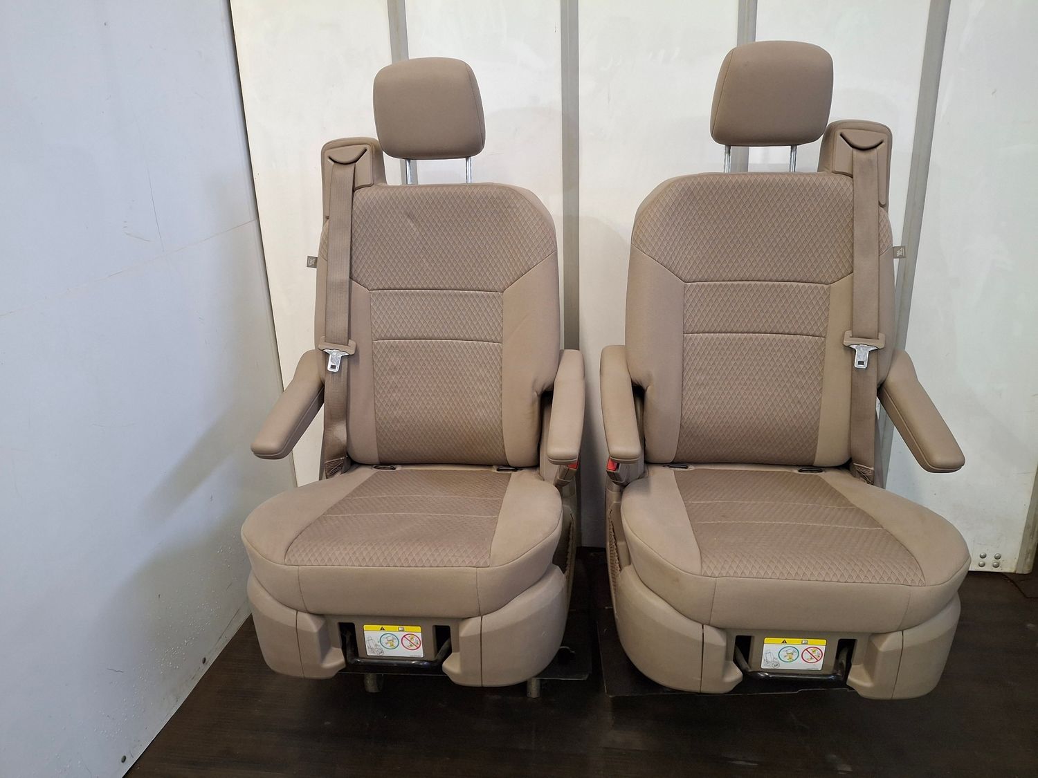 Pair of Swivel Seats - Brown Cloth