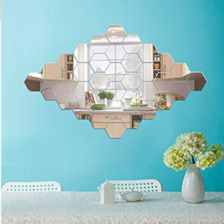 12 pack Hexagon Mirror Stickers