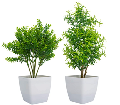 2Pack Fake Plants; Mini Artificial Eucalyptus Plant
