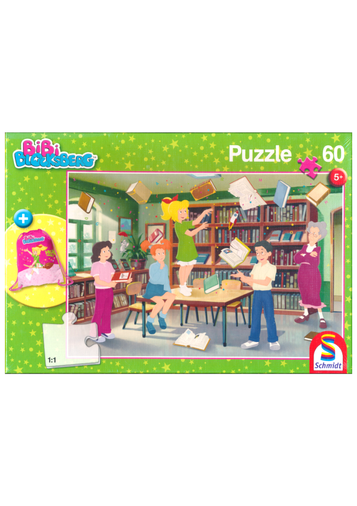 Puzzle - Bibi Blocksberg in der Bibliothek - 60 Teile - mit Turnbeutel