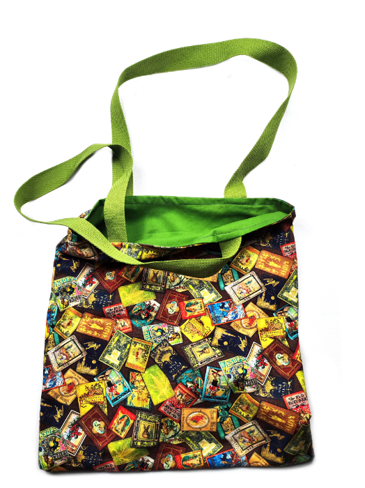 Tasche mit Buchmotiv, grün