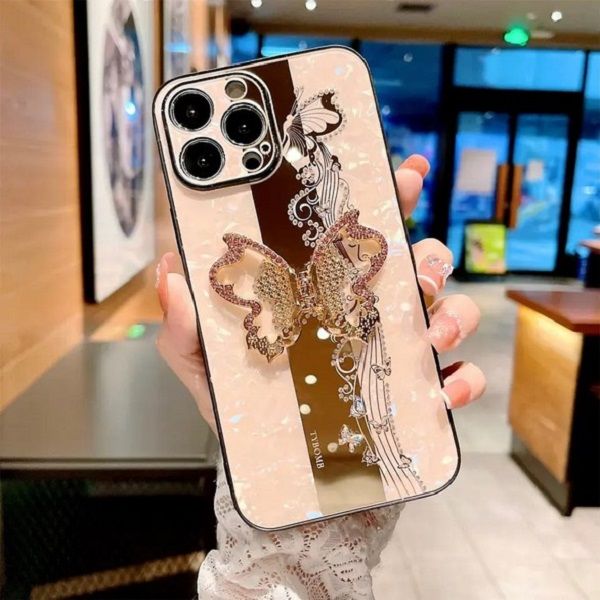 Луксозен силиконов калъф с пеперуди за Iphone