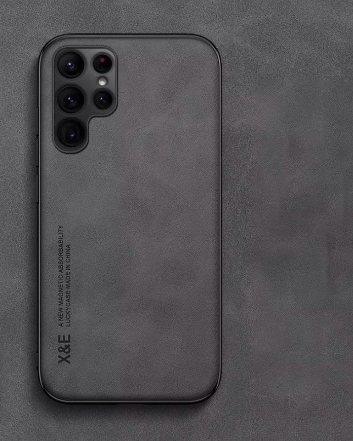 Магнитен калъф от еко кожа за  Samsung Galaxy S24 Plus сиво