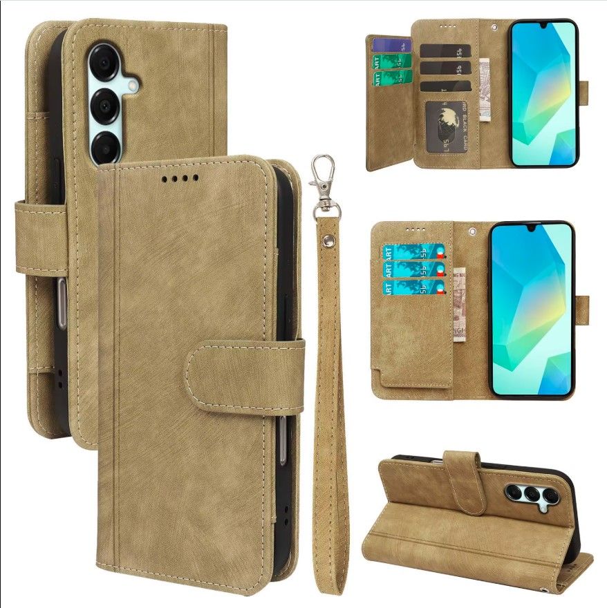 Кожен калъф тефтер за Samsung A36 бежов