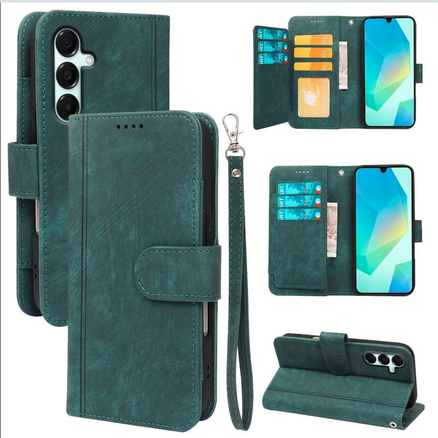 Кожен калъф тефтер за Samsung A36 зелен