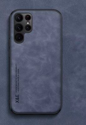 Ultra Magnetic PU Leather Cell Phone Cover Case for Samsung Galaxy S25 Ultra blue