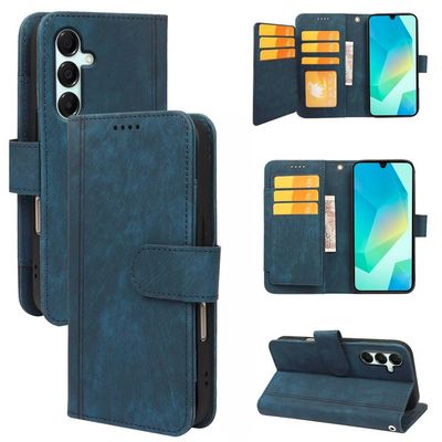 Кожен калъф тефтер за Samsung A55 син