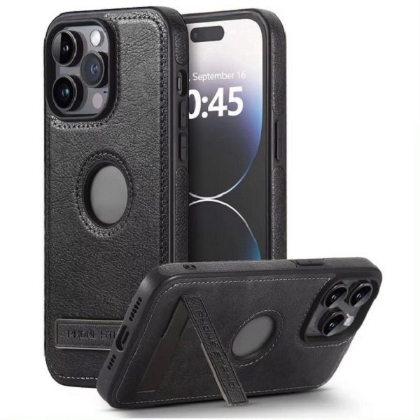 Business style leather phone case for IPhone 15 pro black