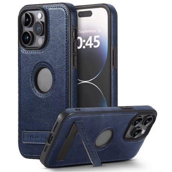 Business style leather phone case for IPhone 16 pro max blue