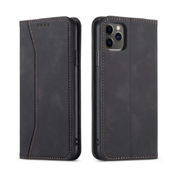 Wallet Flip Cover Leather Card Case For Iphone 16 black