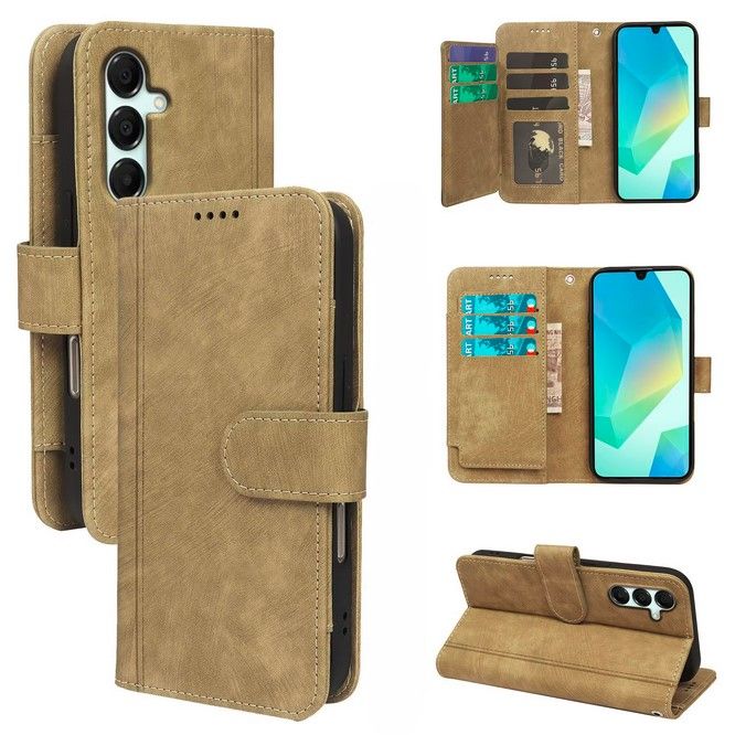 Wallet Flip Cover Leather Card Case For Samsung A15 begie