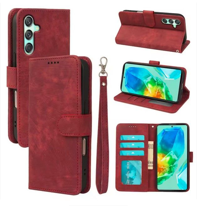 Wallet Flip Cover Leather Card Case For Samsung A26 red