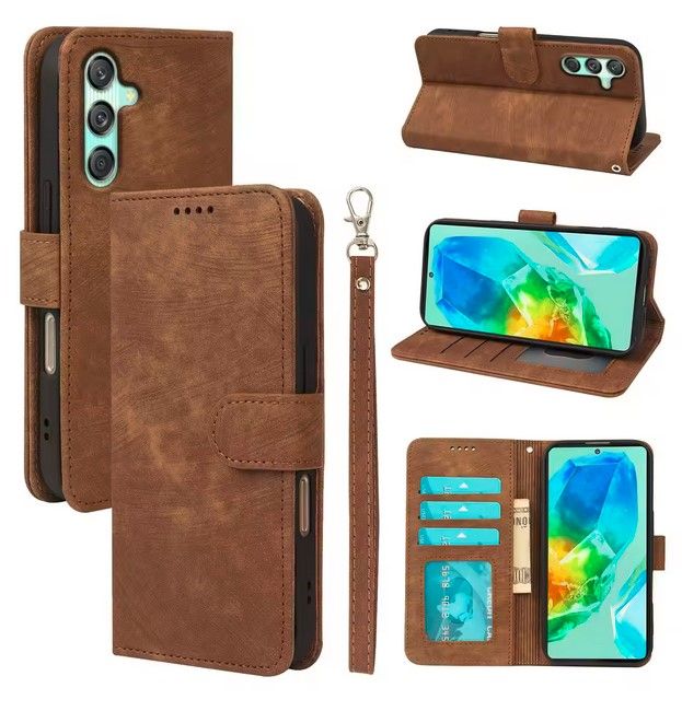 Wallet Flip Cover Leather Card Case For Samsung A26 brown