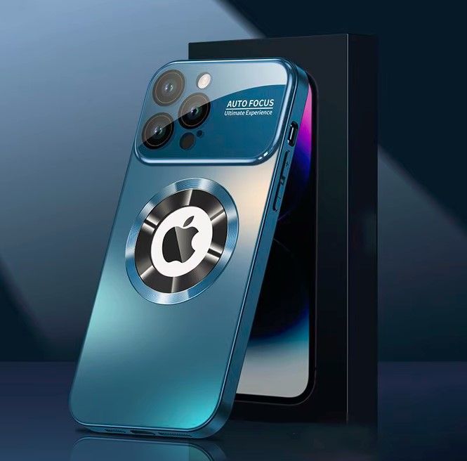 Magnetic case with glass camera protector for Iphone 17 blue