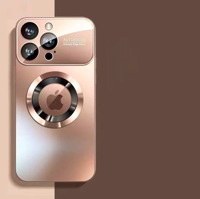 Magnetic case with glass camera protector for Iphone 17 Pro gold