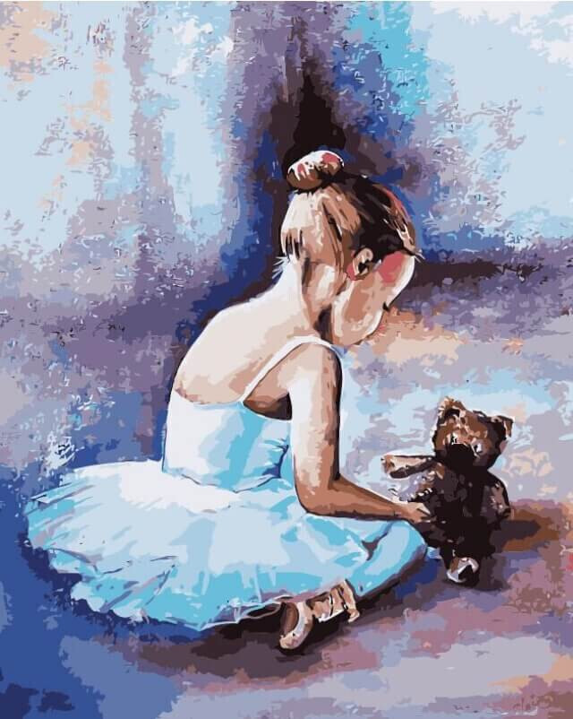 Ballerina The First Steps Premium Paint by Numbers Art Therapy Kit Adult Painting Artist Set