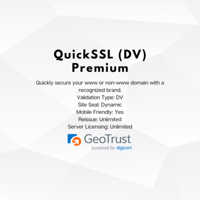 GeoTrust Domain Validated (DV) QuickSSL Premium SSL Certificate