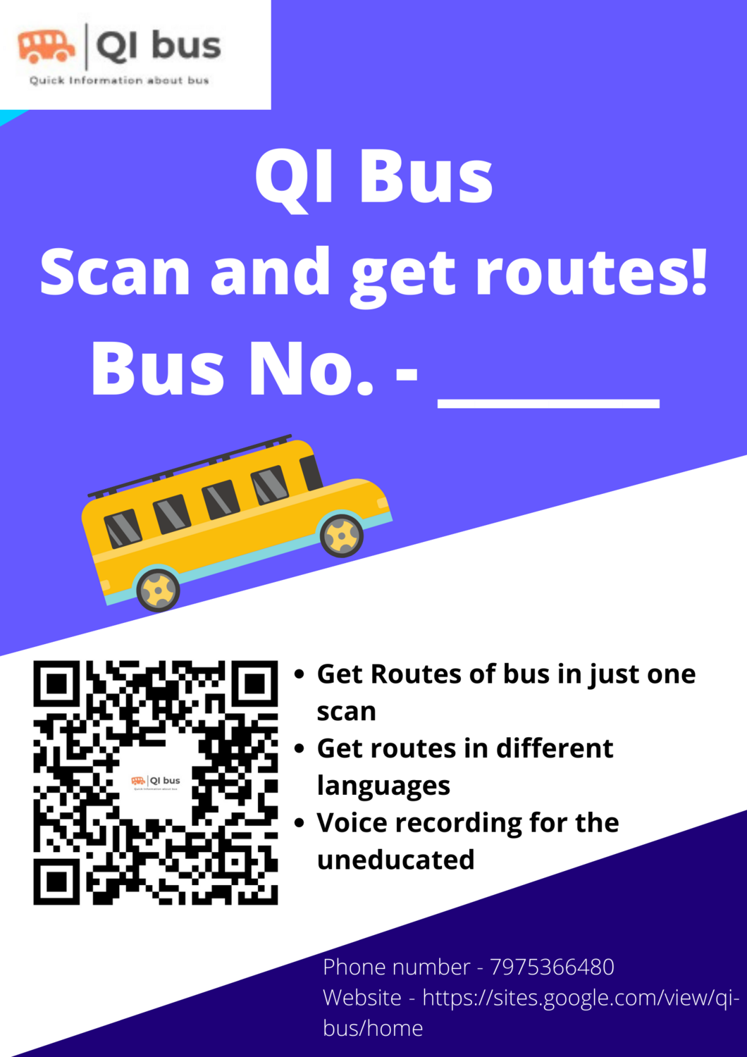 Bus route QR code banner pack of 10