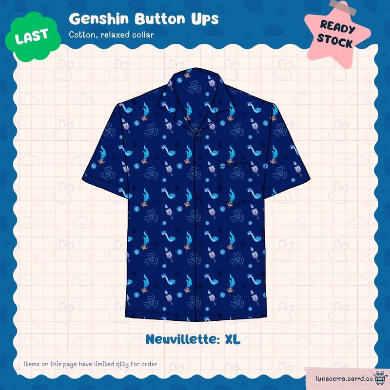 Genshin Button Ups: Neuvillette XL