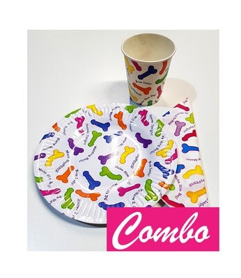 Willy Party COMBO: Cups (6s), Serviettes (8s) & Plates (6s)!